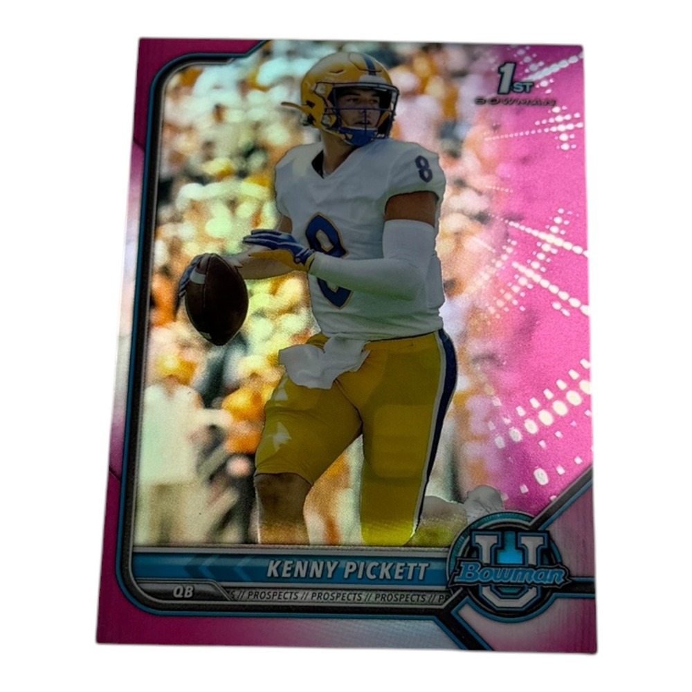 2022 Bowman University Chrome Kenny Pickett 1st Bowman‎ Pink Refractor Pitt QB